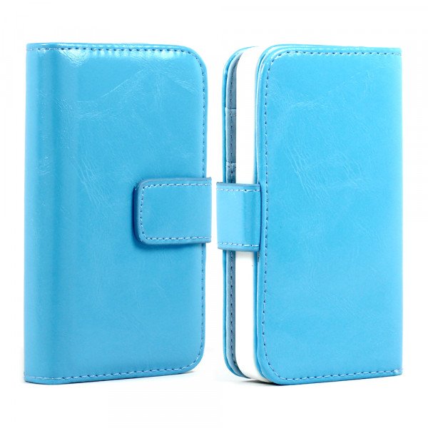 Wholesale iPhone 4 4S Seperable 2 in1 Flip Leather Wallet Case (Light-Blue)